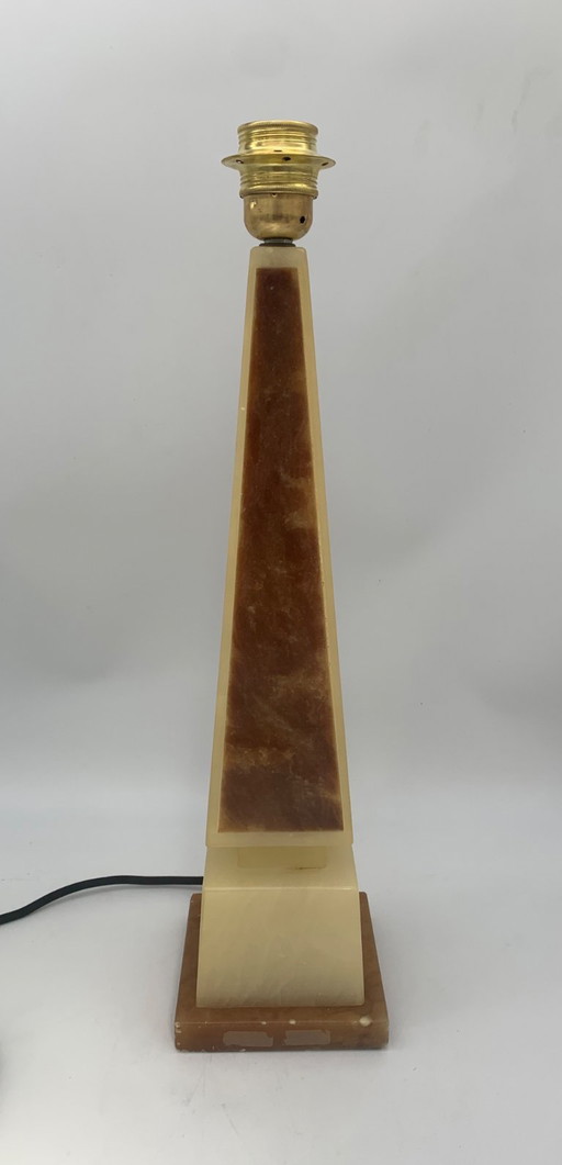 Rare brown alabaster table lamp from Volterra, circa 1960.