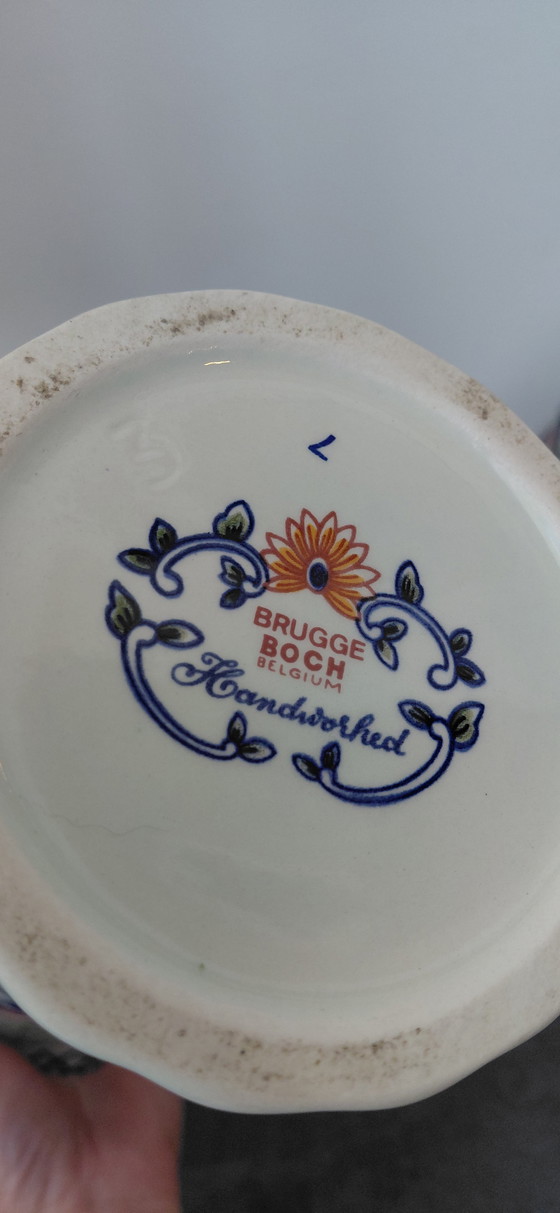 Image 1 of Beautiful 3-piece Antique Cabinet Set – Boch Belgium – Hand-painted