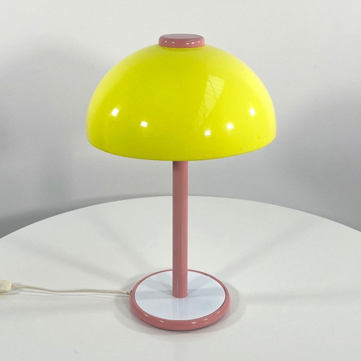 Pink & Yellow Postmodern Table Lamp in Metal & Plastic, 1980s