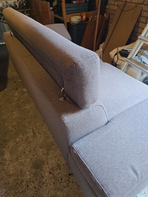 Canapé 2 places 2,5 places en tissu gris avec appuis-tête et latéraux réglables