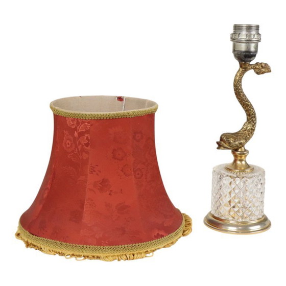 Image 1 of Vintage Brass Table Lamp Mythical Dolphin 45cm