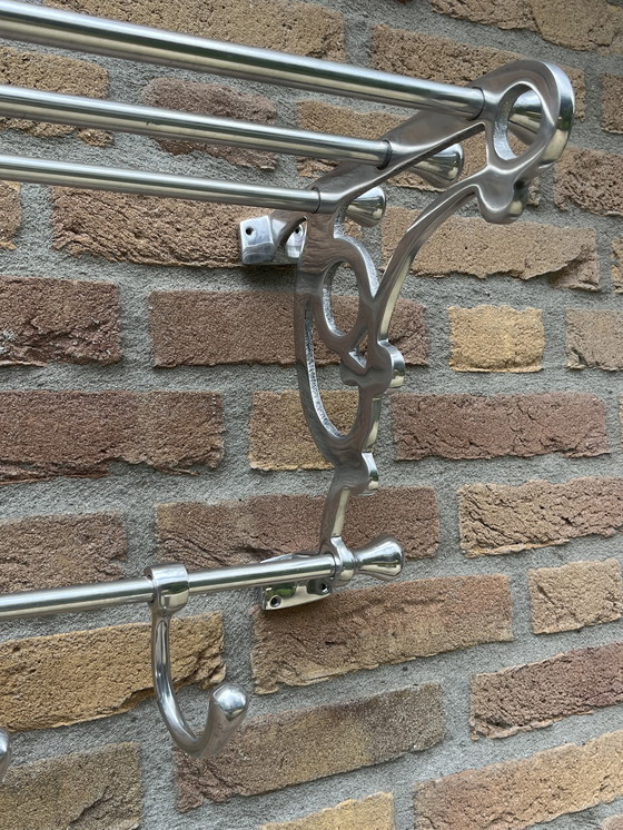 Image 1 of 🧥 Art Deco Garderobe | Verchromt | 5 verstellbare Haken