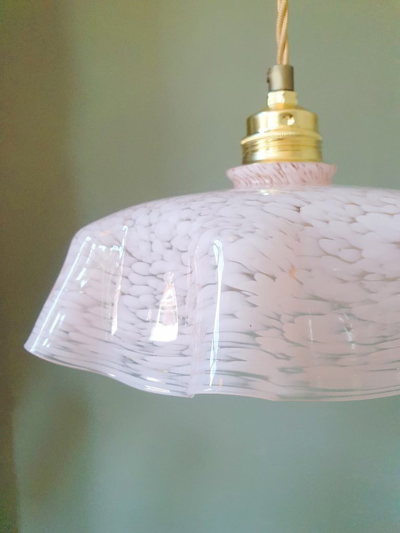 Image 1 of Lampada a sospensione vintage in vetro Clichy, anni '30, lampada da soffitto Art Déco