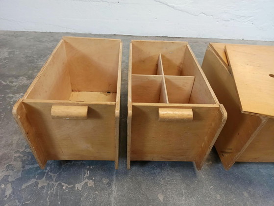 Juego de 3 baúles de madera con ruedas, Armarios de almacenamiento, Marrón (foto 6 de 15)