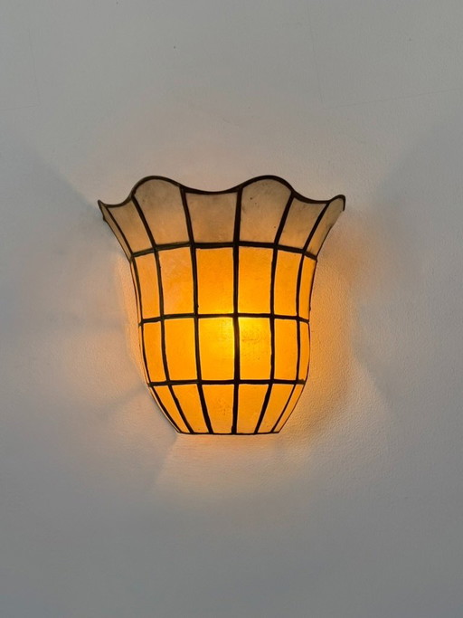 Vintage wandlamp, parelmoer en messing, Frankrijk, 1970 – wandlampen, Brass (photo 2 of 5)