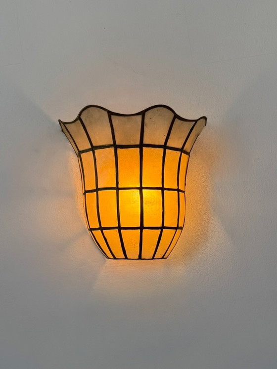 Vintage wandlamp, parelmoer en messing, Frankrijk, 1970 – Wandlampen, Brass (photo 2 of 5)