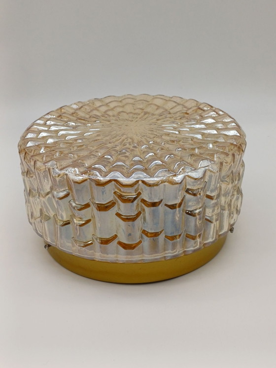 Plafonnier vintage, Céramique, Verre, Marron (photo 6 sur 10)