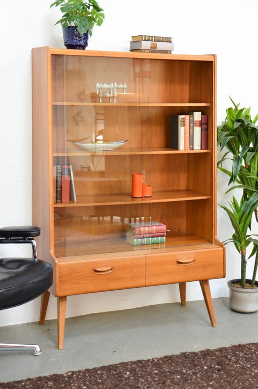 Vintage display cabinet 60s walnut display cabinet