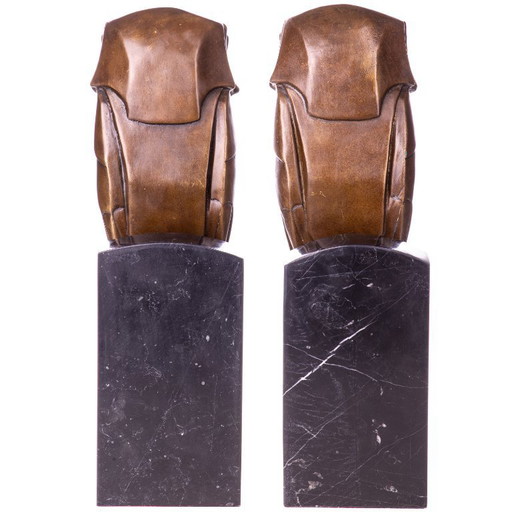 Serre-livres en bronze Hiboux