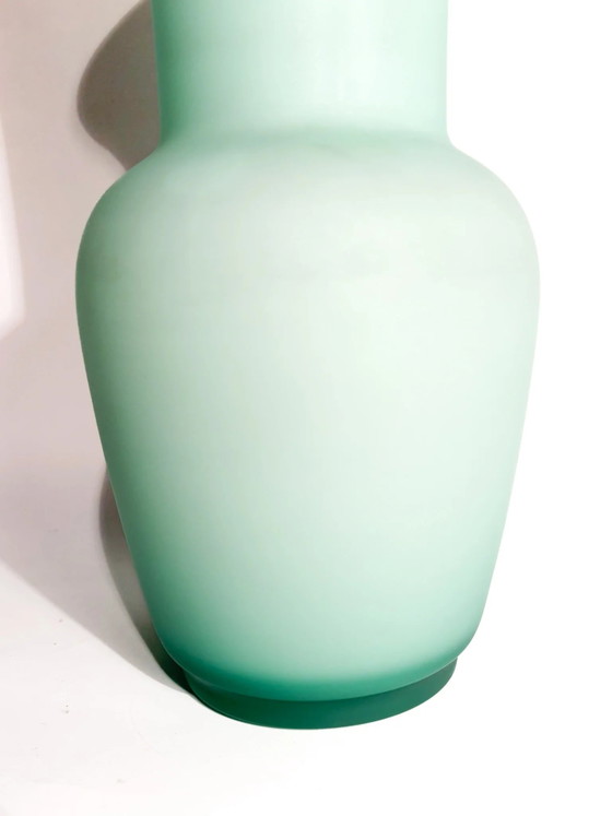 1980s Opalescent Aqua Green Cased Murano Glass Vase (photo 5 of 7)