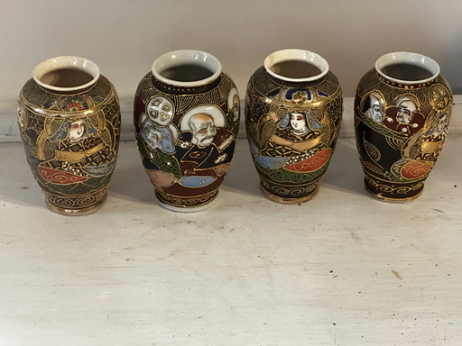 4 Japanese Satsuma Vases 20th Century H 10 cm