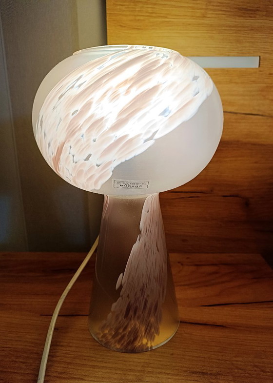 Image 1 of MURANO Vintage Pink Swirl Glass Table Lamp - Mid-Century - Made in Italy - Perfect