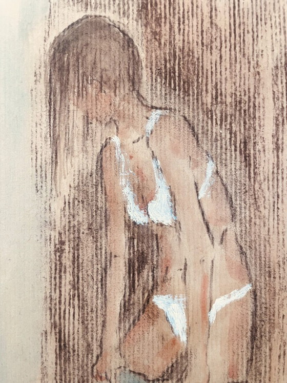 Image 1 of Preparatory sketch painting of a female portrait "fitting"