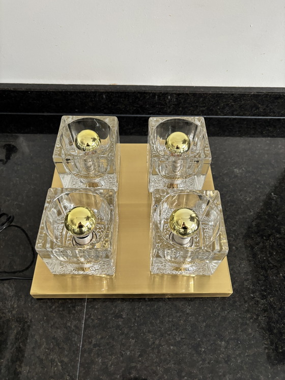Plafoniera "Ice Cube" vintage Peill & Putzler in ottone – Plafoniere, Glass (photo 3 of 10)