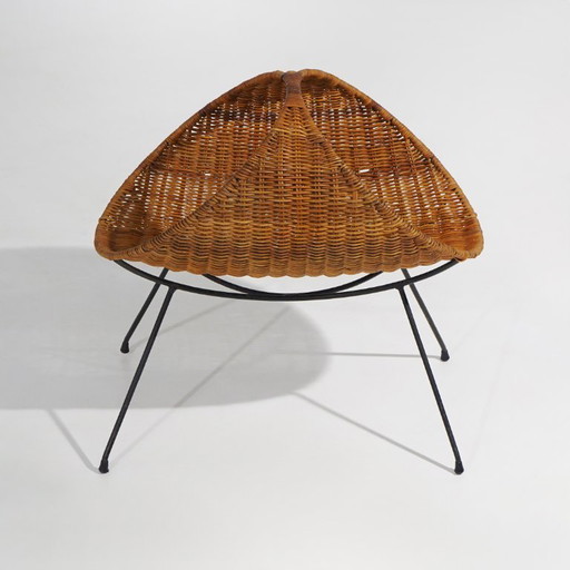 Tijdschriftenrek van rotan met metalen poten, jaren 1950 – Rattan (photo 2 of 12)