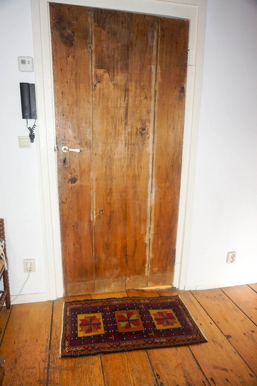 vintage tribal wool rug * afghan baluchi style carpet * geometric nomadic rug * small accent rug boho decor