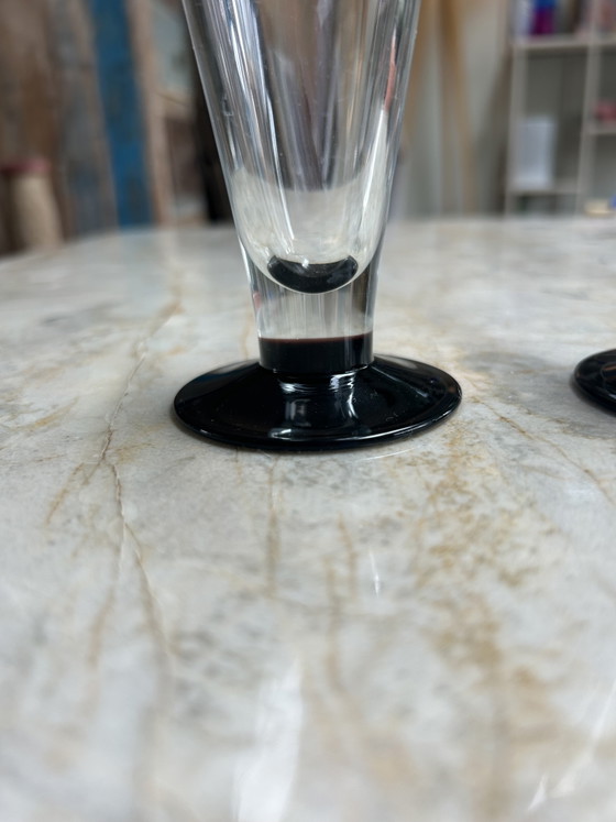 Image 1 of Bicchieri vintage Luminarc con base nera (set da 4)