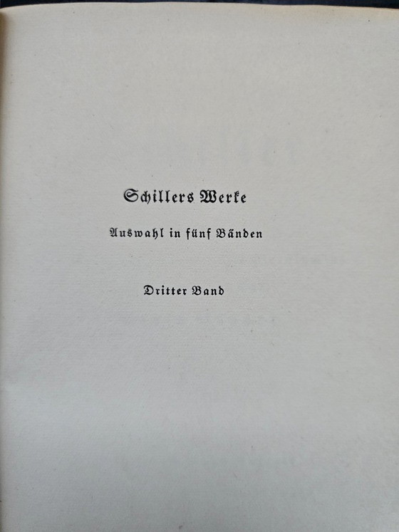 Antico set di due volumi "Schillers Werke" (circa 1910) – Dorso rosso-verde e stampa dorata (photo 15 of 17)