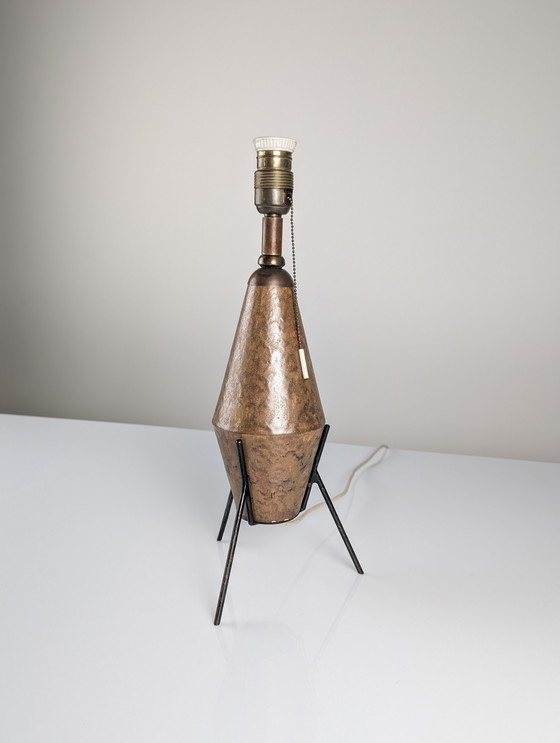 Image 1 of Lampada da tavolo brutalista in ceramica e ferro, anni '50