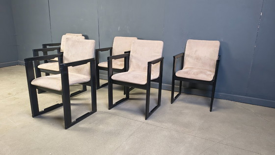 Image 1 of Set van 6 vintage eetkamerstoelen toegeschreven aan Tobia Scarpa, jaren 70.