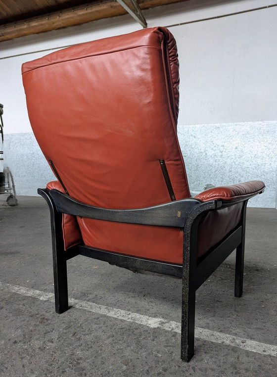 Image 1 of Fauteuil lounge vintage G-Mobel cuir/bois