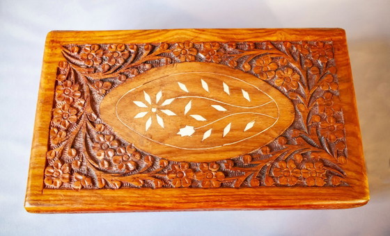 Image 1 of Set of antique carved wooden boxes with ivory inlays. New. Suitable for sewing, jewelry, or other purposes.
