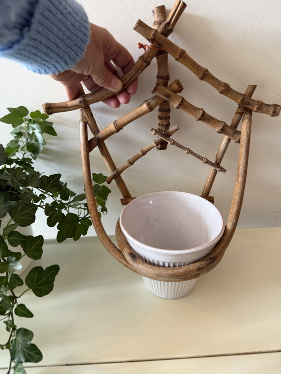 Image 1 of Rattan-Pflanzenhänger mit Blumentopf