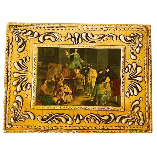 Joyero italiano antiguo de madera con relieve de yeso, barroco, década de 1950. – decoratieve objecten (photo 2 of 7)