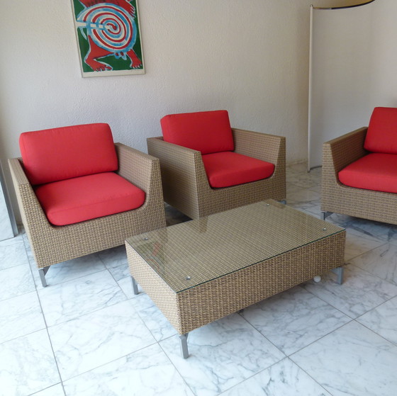 Image 1 of Silla de jardín Rausch Classic Cubic Bay con mesa (juego de 4)