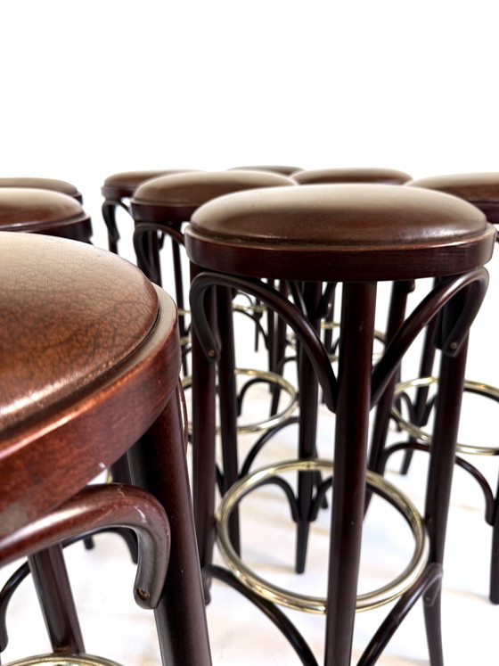 Image 1 of 6x vintage barkruk bentwood & leer ‘80