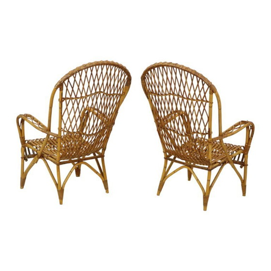 Image 1 of Set vintage di sedie in rattan Poltrone Boho