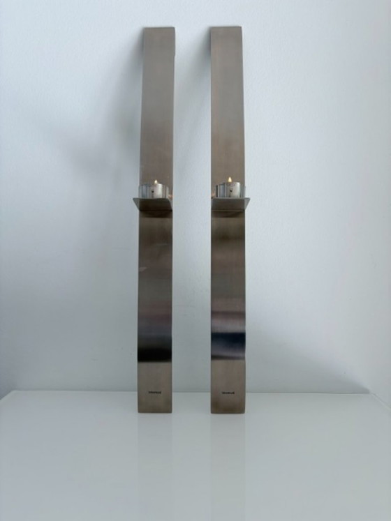 Set de 2 apliques de pared Blomus de acero inoxidable 60 cm – Decoración de pared, rvs (photo 3 of 21)