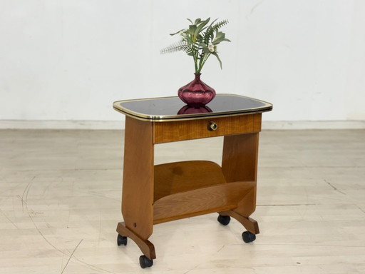 Salontafel uit het midden van de vorige eeuw, bijzettafel, opbergmeubel, tijdschriftenrek, vintage