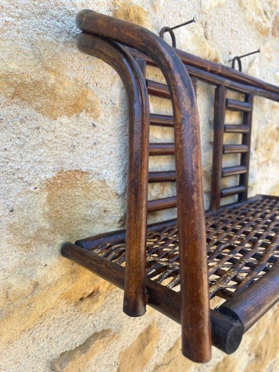 Image 1 of Vintage wandplank van bamboe en rotan uit het midden van de 20e eeuw, jaren 60.