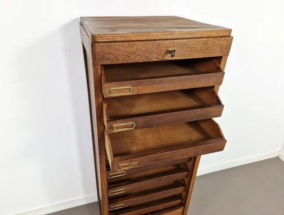 Vintage Large Oak Shutter Cabinet | 1930s, Sideboard cabinet, Brass, Brown (photo 9 of 11)