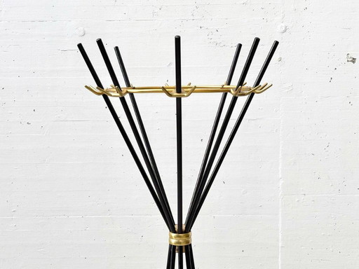 Italian swivel umbrella stand with brass elements, Italy 1950s