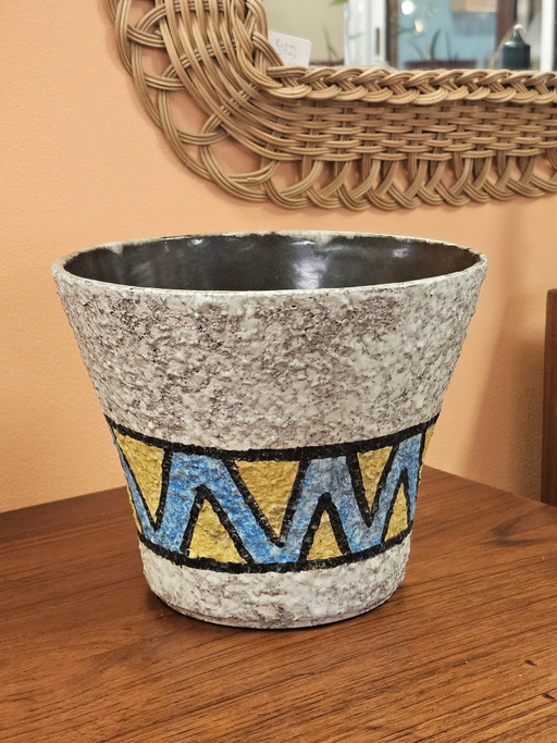 Vintage Uebelack Ceramic Flowerpot - Fat Lava Zigzag – vazen (photo 2 of 9)