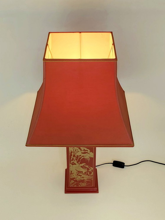 Chinoiserie Table Lamp Claude Mahey – Textile, Vintage (photo 8 of 15)