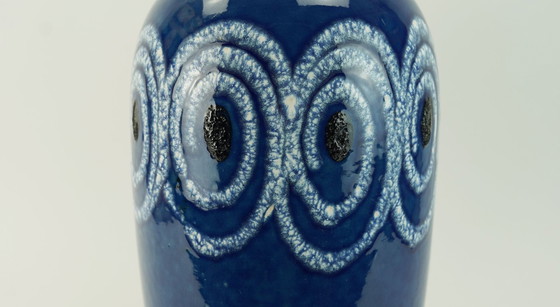 Image 1 of scheurich mid century ceramic VASE shades of blue white swirl pattern fat lava model no. 546-41