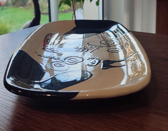 Image 1 of Plat allongé signé Thomas Buxó  atelier Atzana céramique moderniste 