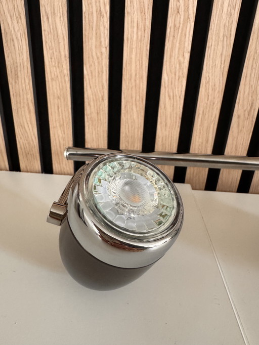 Vintage glass globe pendant lamp - 1960s | with gold swirl