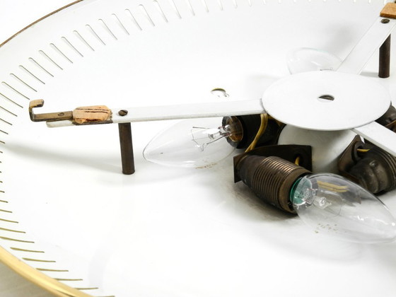 Image 1 of Rare miroir rond illuminé en métal Hillebrand, datant du milieu du XXe siècle (1966).