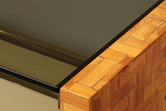 Image 1 of Max Papiri Braided Banana Wood & Smoked Glass Side Table – A Sculptural Modern Classic