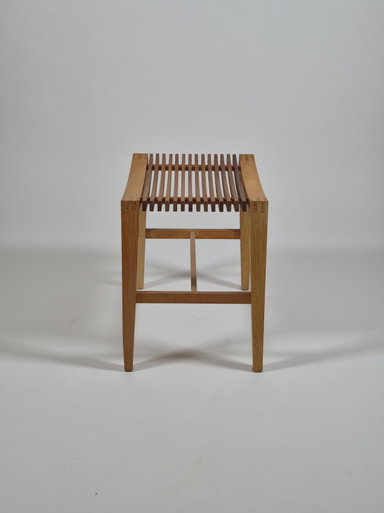 Vintage carpentry wooden stool slatted chair design (photo 9 of 14)