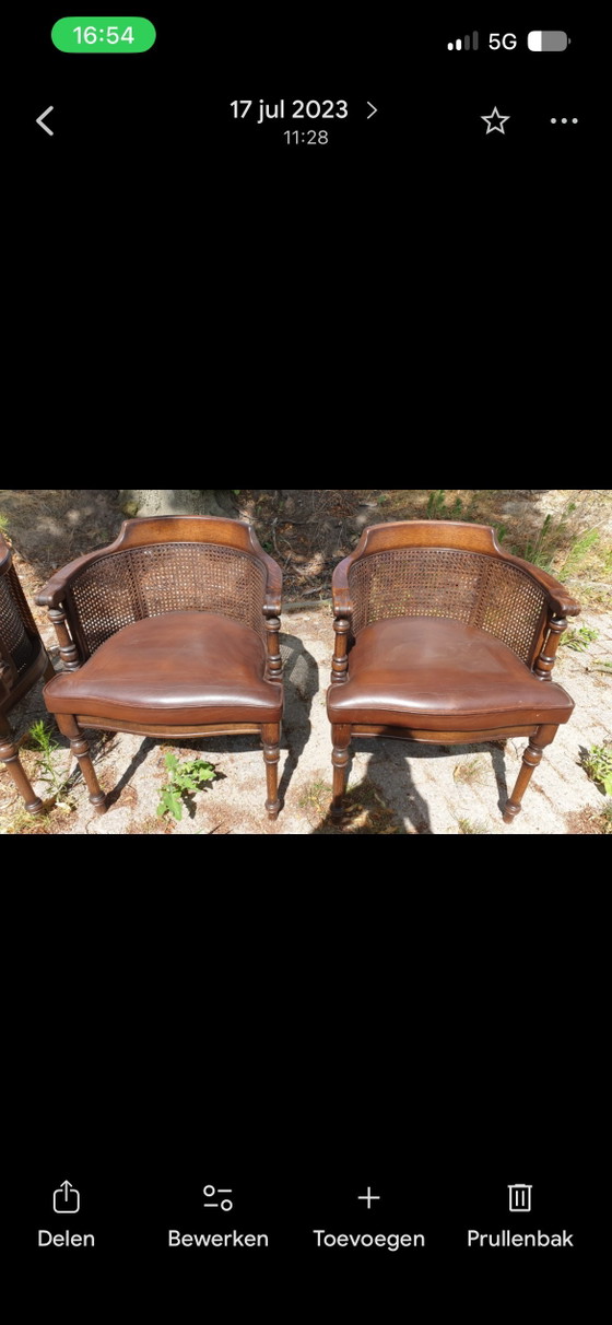 Image 1 of 4 klassiek eiken eetkamer armstoelen leder 