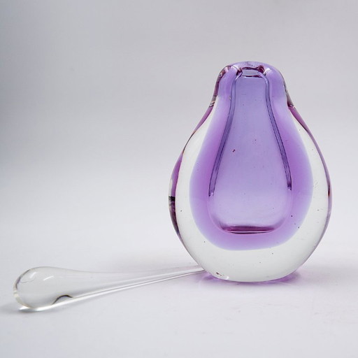 Murano blown glass perfume bottle, purple "Sommerso"