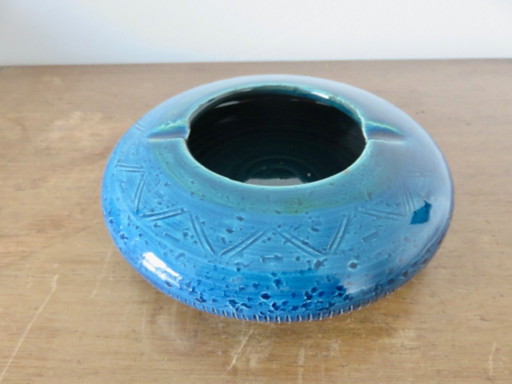 Asbak van Aldo Londi voor Bitossi in "Rimini blauw" keramiek, 1960-1970