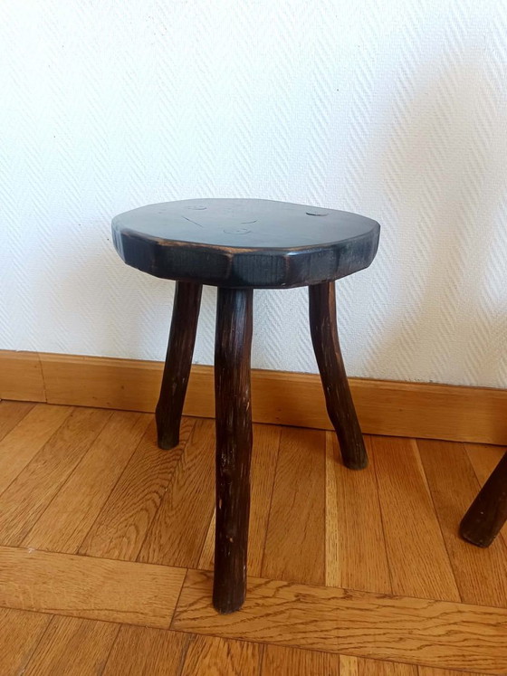Brutalist Tripod Wooden Stool – Vintage (photo 4 of 7)