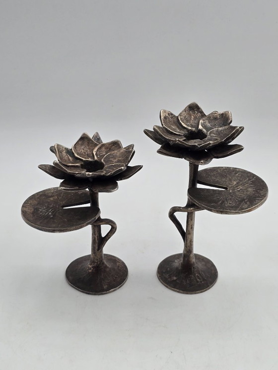 Image 1 of Brutalist bronze candlesticks