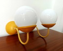2x Vintage Ceramic and Opaline Wall Lights